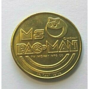 Ms Pac-Man Arcade Token Video Game 1982 Worlds Fair Expo Retro Gaming